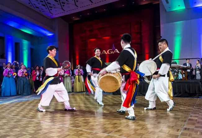 Live percussion performance at a World Gas Conference reception