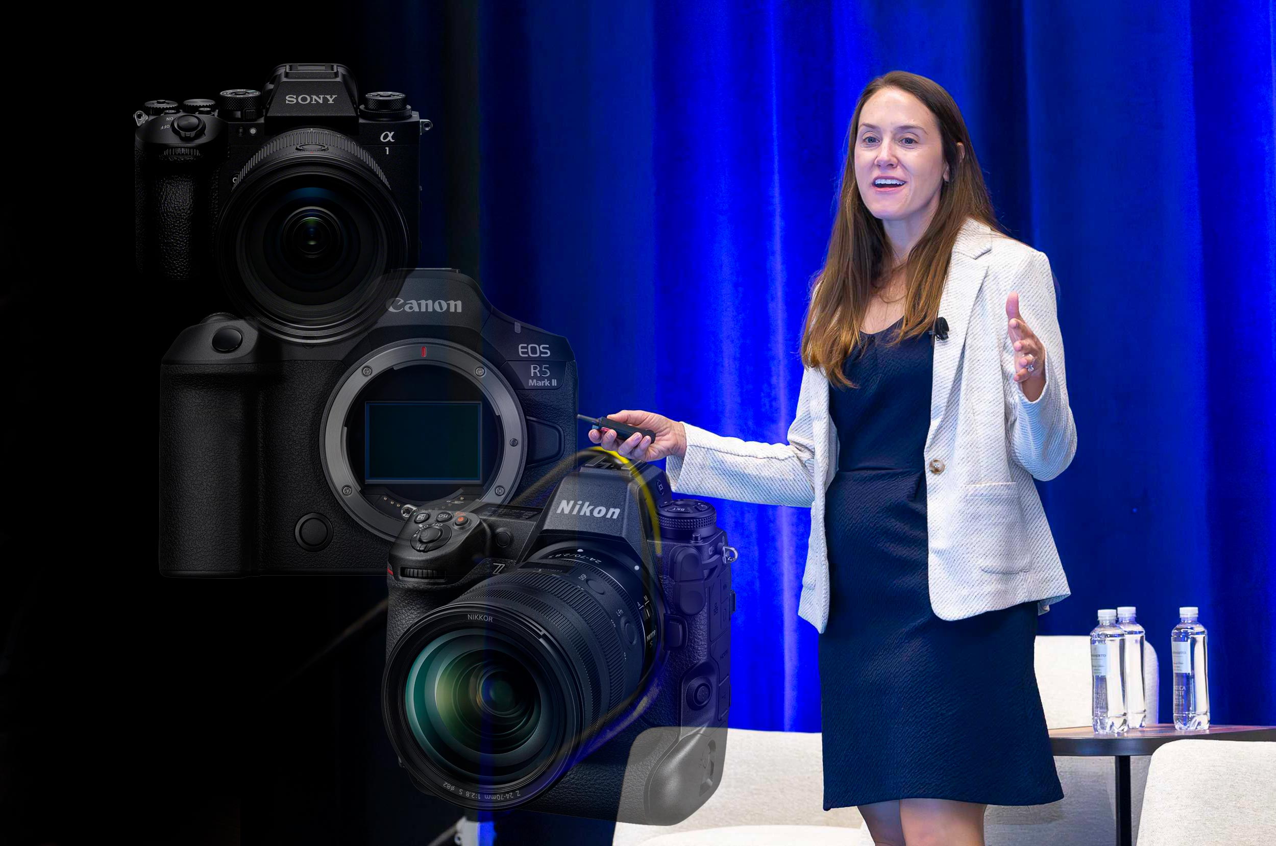 Canon EOS R5 Mark II mirrorless camera for quiet corporate event photography